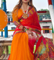 ব্লাউজ পিছ সহ ডিজিটাল প্রিন্ট শাড়ি কোড DP-6038